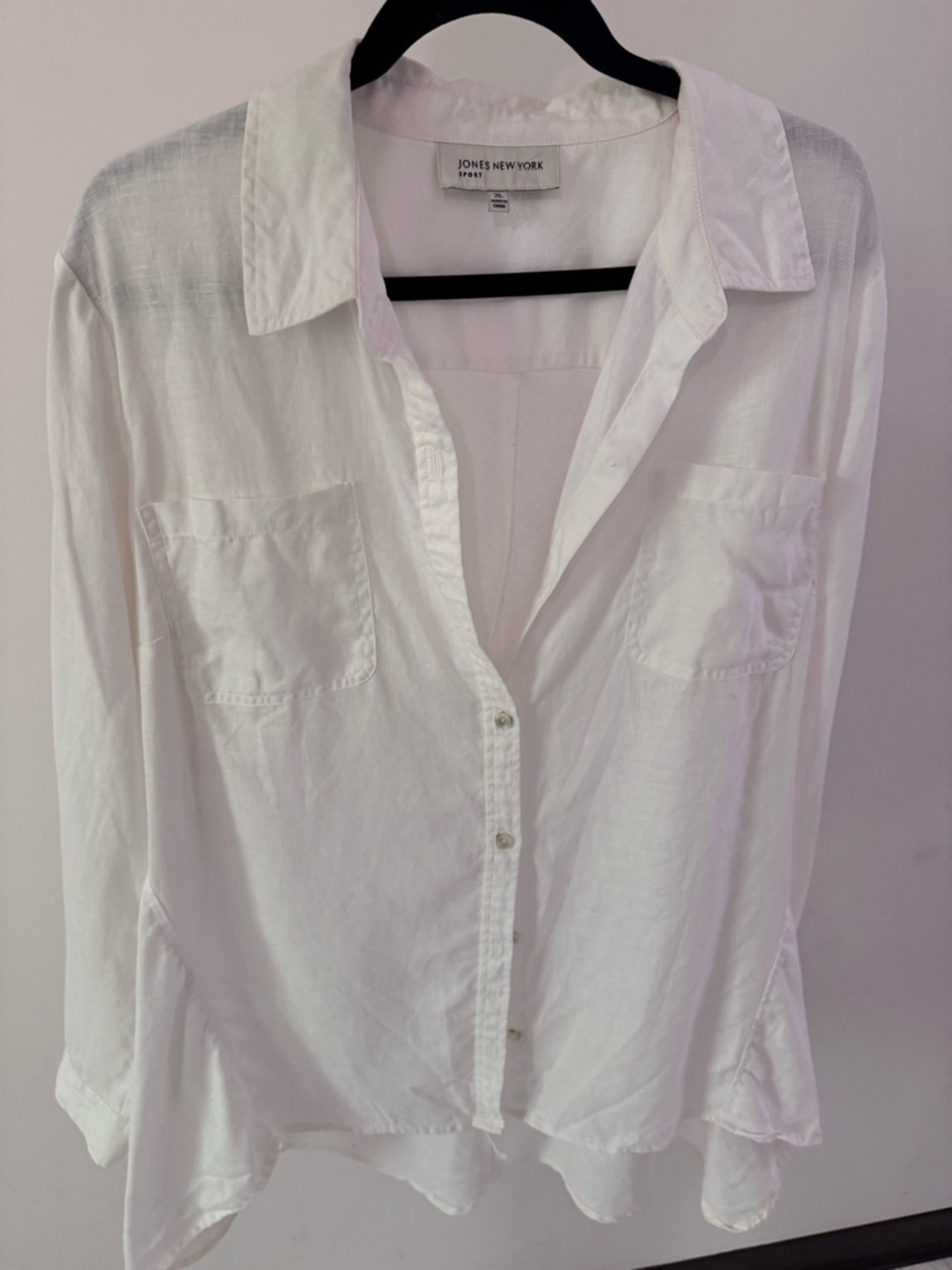 Jones New York Linen White Button-Up Shirt XL